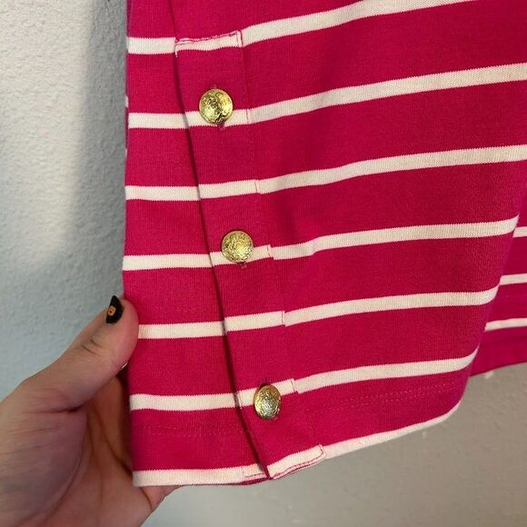 NEW J Crew Striped Side Button Shirt XL Pink Boatneck Long Sleeve Nautical NWT - Picture 5 of 8